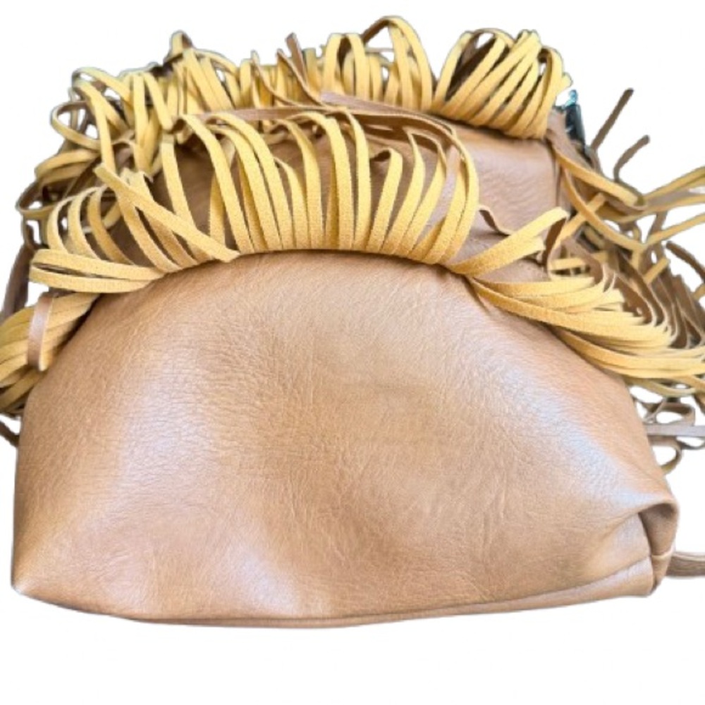 Boho-Chic Fringe Faux Leather Crossbody Bag - Picture 4 of 7